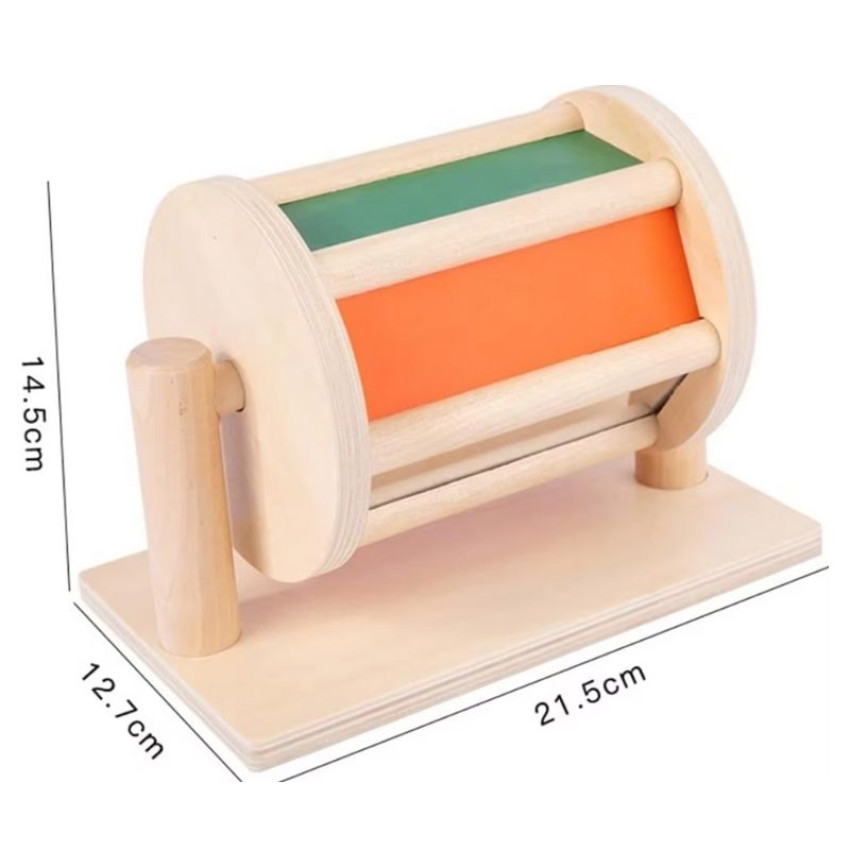 Дървен Монтесори въртящ се барабан